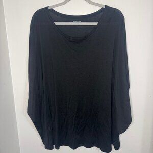 Eileen Fisher Woman XL Black 3/4 Sleeve Shirt Tunic Dress Flowing Draped Blouse